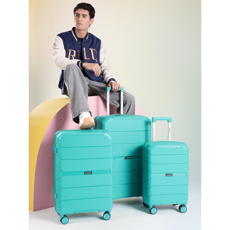 WROGN Set of 3 Textured 360 Degree Rotation Hard-Sided Trolley Bag 239L