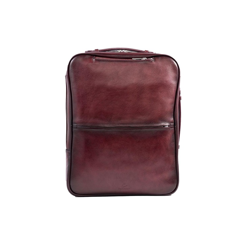 El’Curio Men Leather Austin 2 Way Padded Strap Laptop Bag