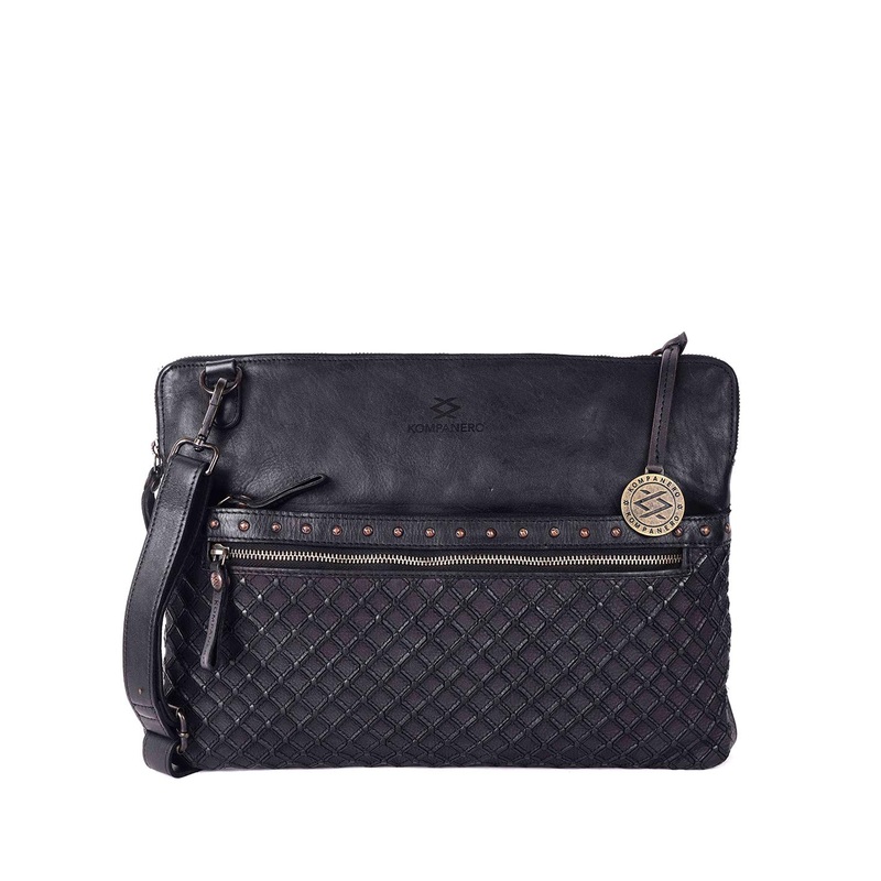 KOMPANERO Unisex Textured Leather Laptop Bag