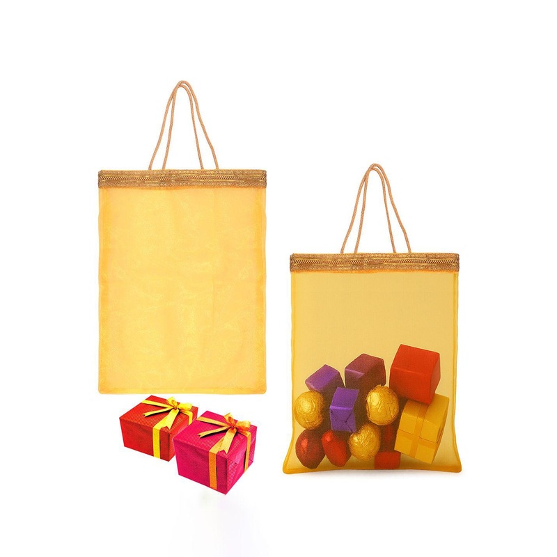 Kuber Industries Pack Of 2 Tissue Organza Shopper Tote Bags