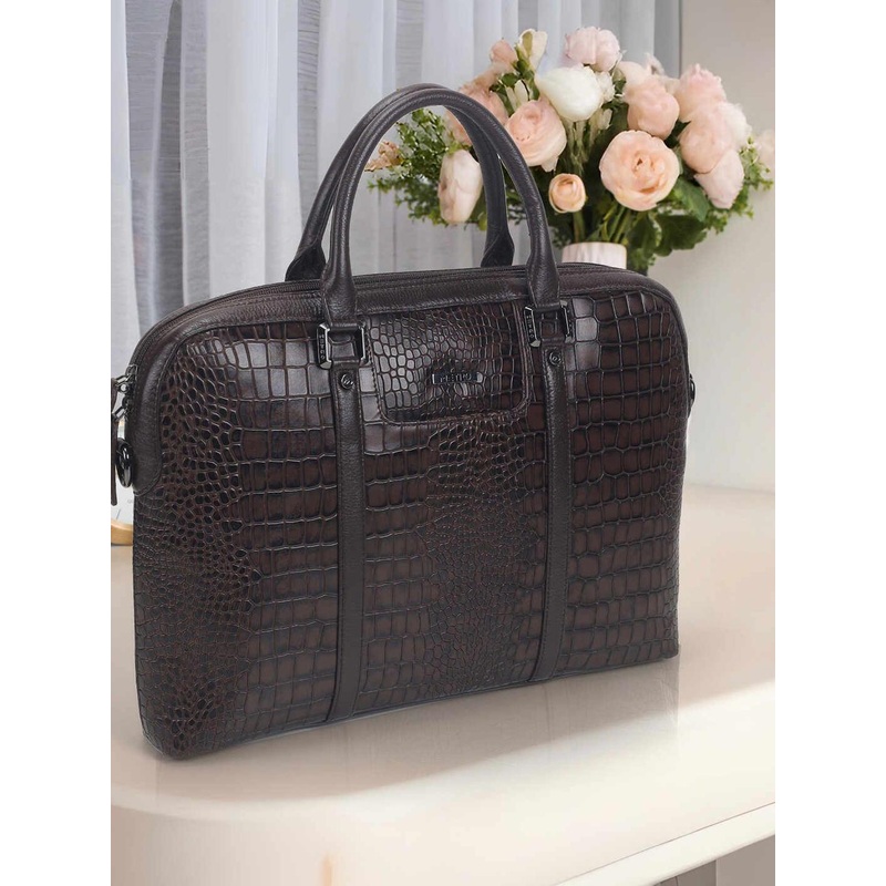 Metro Unisex Textured Leather Laptop Bag