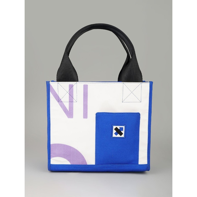 NO MORE Colourblocked Shopper Cotton Handheld Bag With Applique