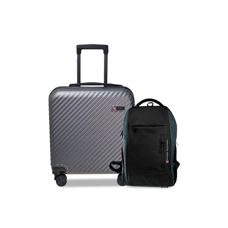 SWISS MILITARY Hard Sided Cabin Trolley Suitcase With Backpack