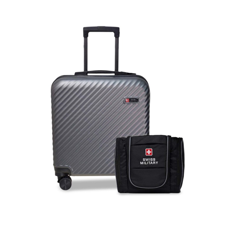 SWISS MILITARY Hard Sided Cabin Trolley Suitcase With Toiletry Bag