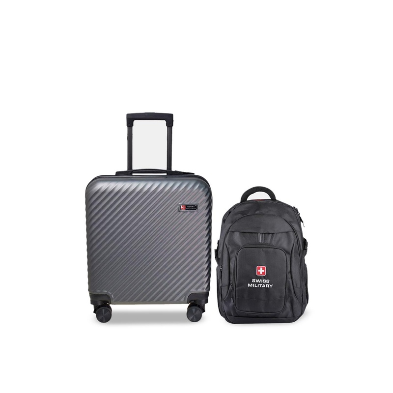 SWISS MILITARY Hard Sided Trolley Suitcase With Back Pack
