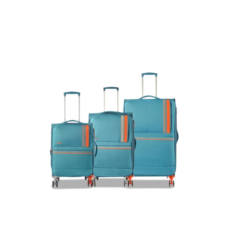 Timus Sportive Set Of 3 Textured Soft-Sided Trolley Suitcase