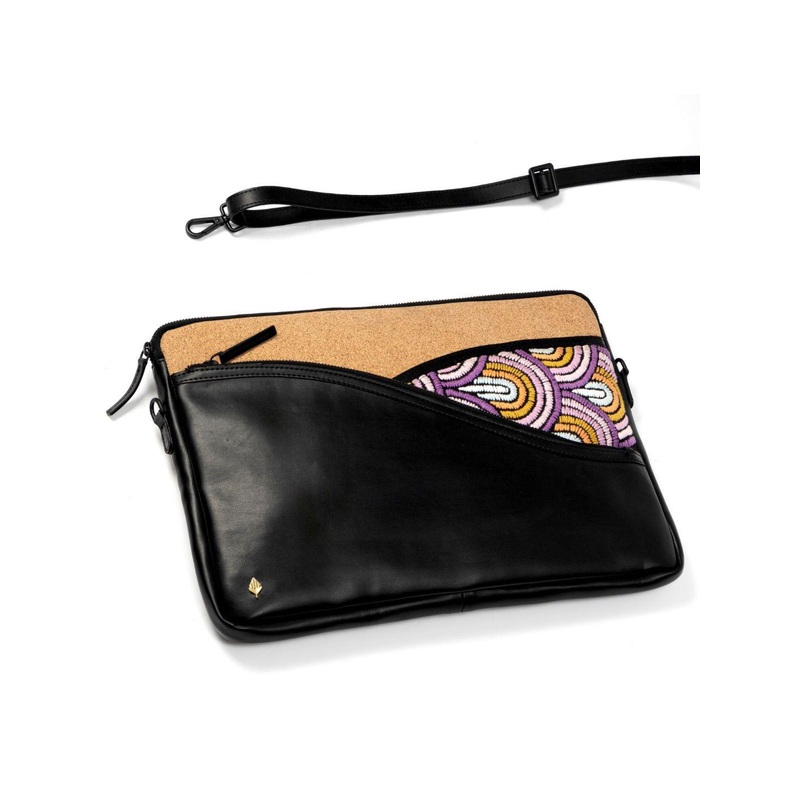 Green Hermitage Acacia Vegan Leather Laptop Sleeve – Black