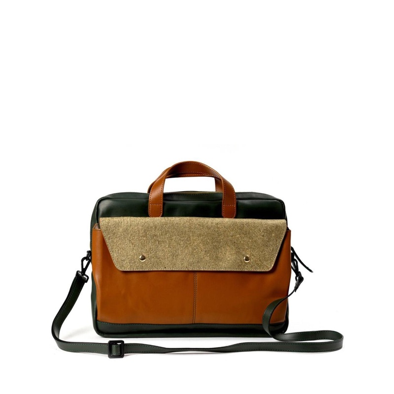 Green Hermitage Unisex Colourblocked Laptop Bag