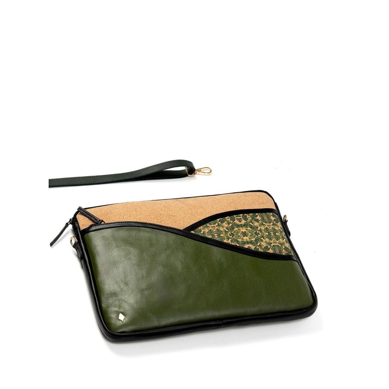 Green Hermitage Unisex Colourblocked Vegan Leather Laptop Sleeve