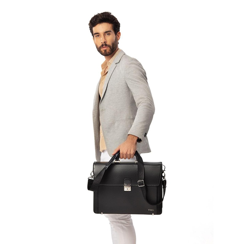 SENNES Men Eterno Textured Leather Laptop Bag