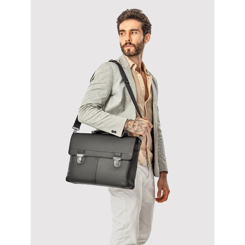 SENNES Men Leather Maschile Textured Laptop Bag