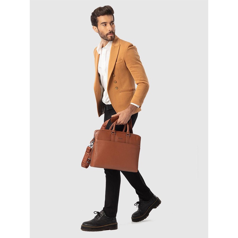 SENNES Men Magnifico Textured Leather Laptop Bag