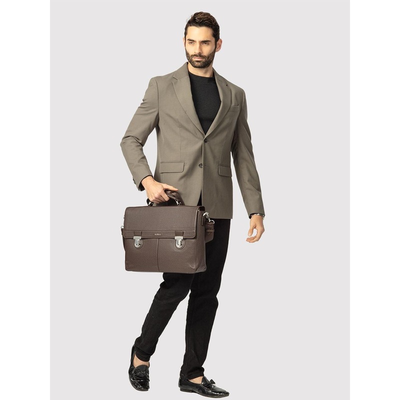 SENNES Men Maschile Textured Leather Laptop Bag