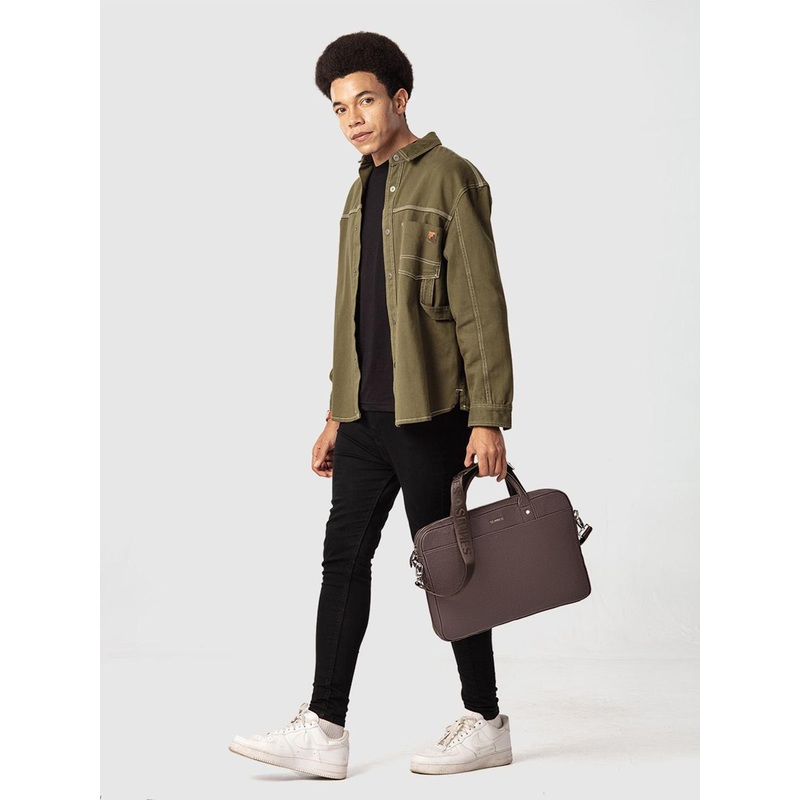SENNES Men Signorile Textured Leather Laptop Bag
