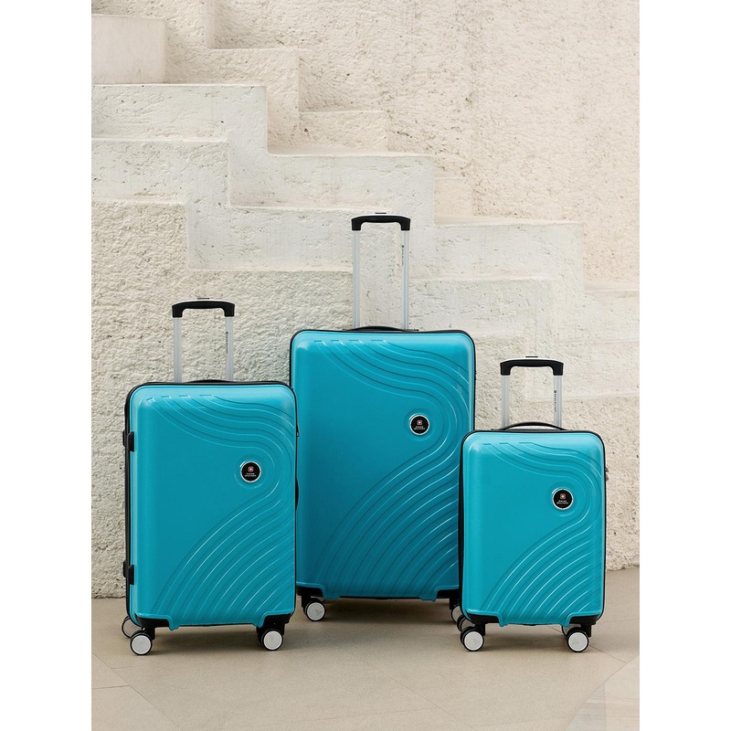 SWISS MILITARY Miles Pro Set Of 2 Striped Hard Sided Trolley Suitcase