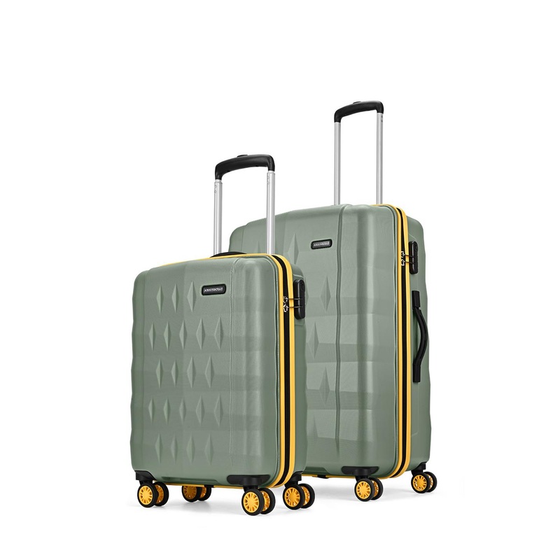 Aristocrat Comet Green Set of 2 Small & Medium Hard 56 & 66cm Trolley Bag with Smooth 8-Wheel