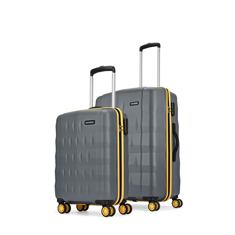Aristocrat Comet Grey Set of 2 Small & Medium Hard 56 & 66cm Trolley Bag with Smooth 8-Wheel