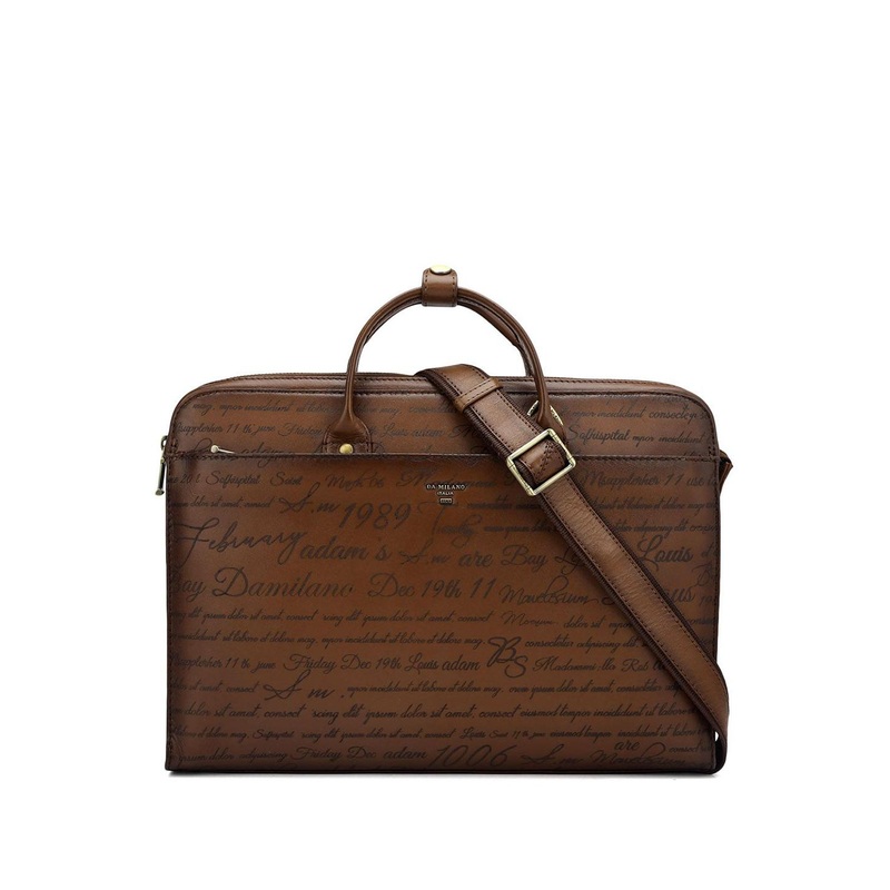 Da Milano Men Printed Leather Laptop Bag
