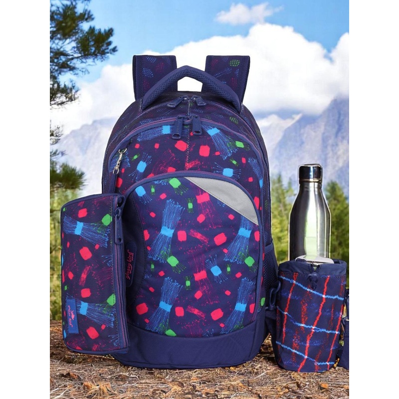 ECHOBOOMERS Unisex Geometric Printed Water-Resistant Backpack