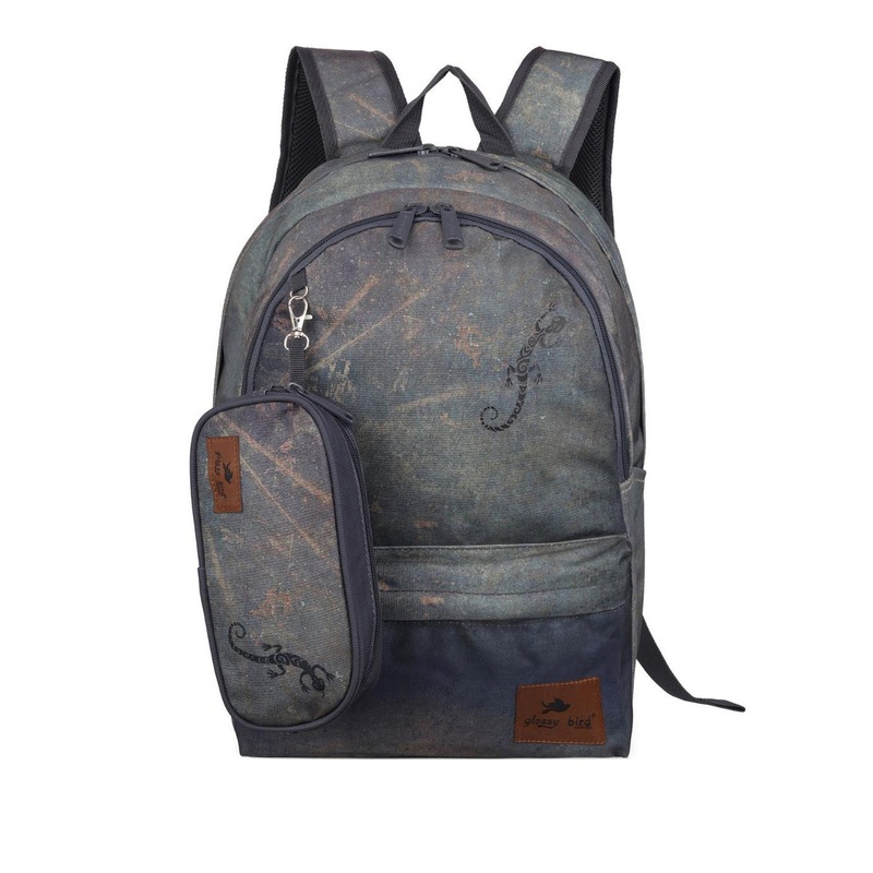 ECHOBOOMERS Unisex Grey Backpack with Pouch