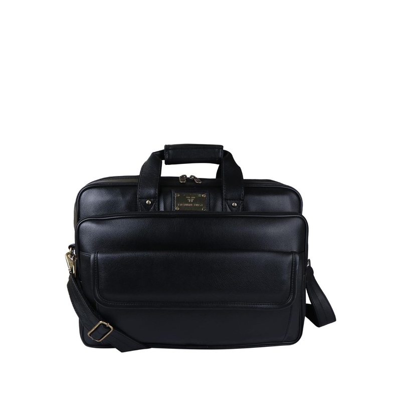 Fashion Twist Men Vegan Leather Padded Laptop Bag with Shoulder Strap