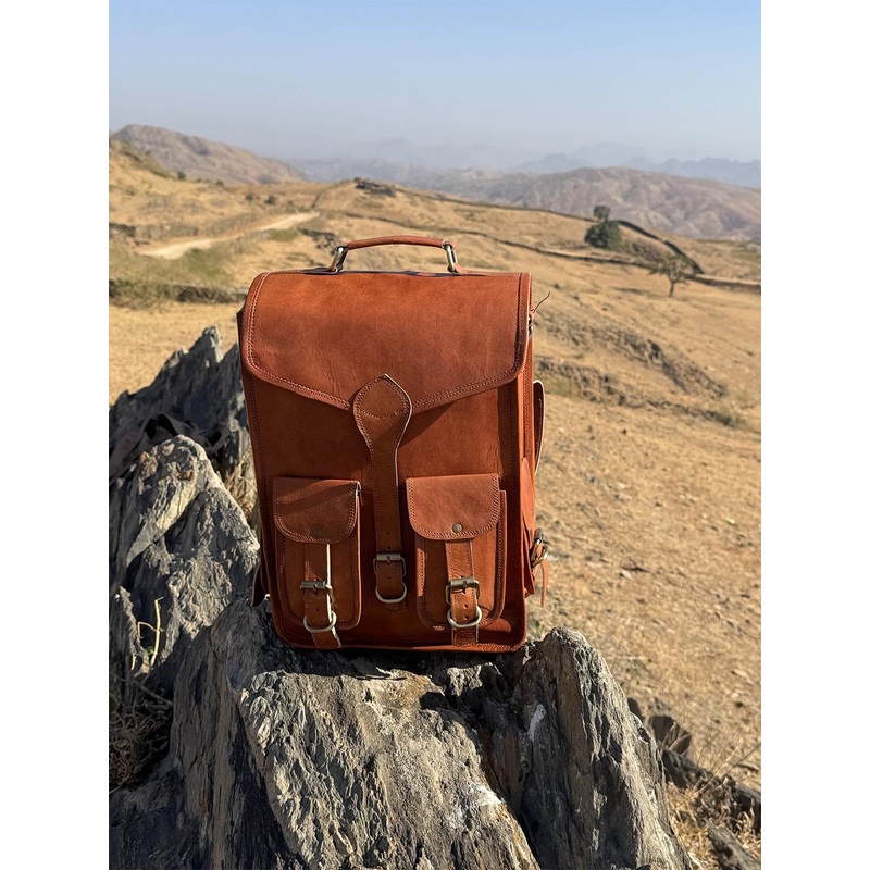 PRANJALS HOUSE Unisex Leather Backpack