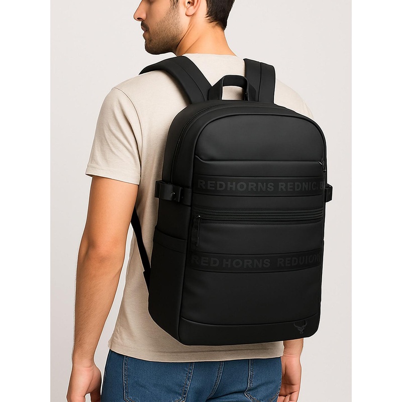 REDHORNS Unisex Typography Printed Water Resistant Backpack With Compression Straps