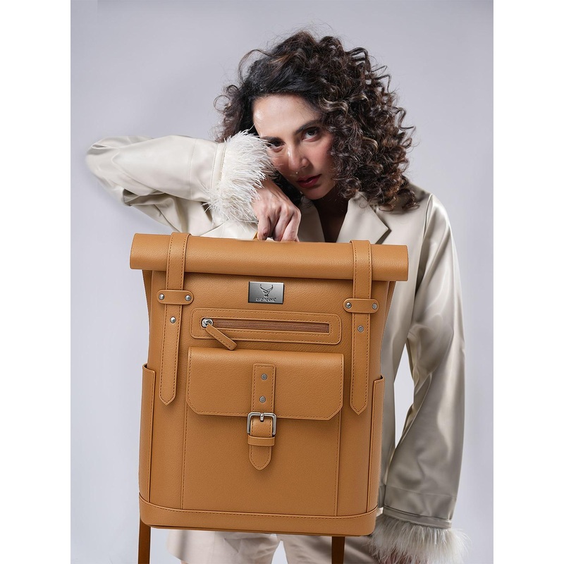 REDHORNS Urbane Pro Unisex Leather Backpack with Anti-Theft