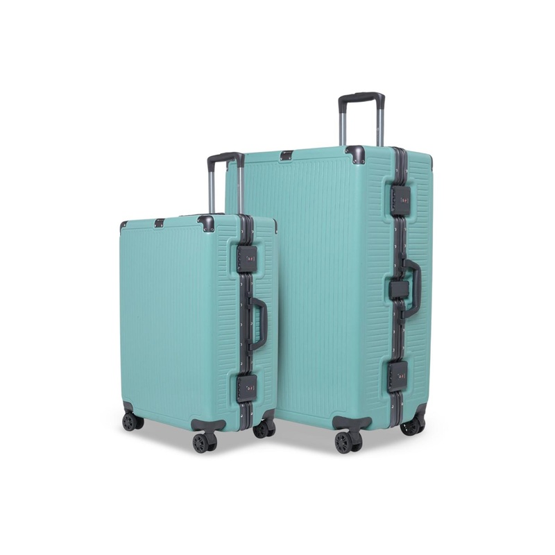 SWISS MILITARY Set of 2 Kinetic 8 Wheel Pc Body & Aluminium Frame Hard-Sided Trolley Bag