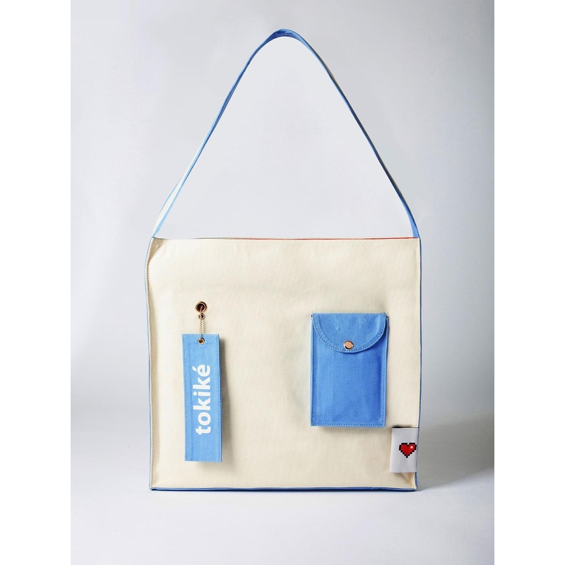 Tokike Unisex Brand Logo Printed Structured Tote Bag