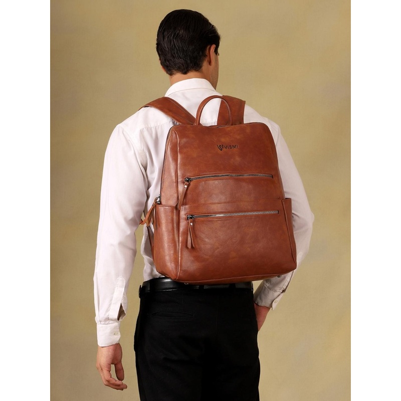 VISMIINTREND Unisex Leather Backpack with Anti-Theft