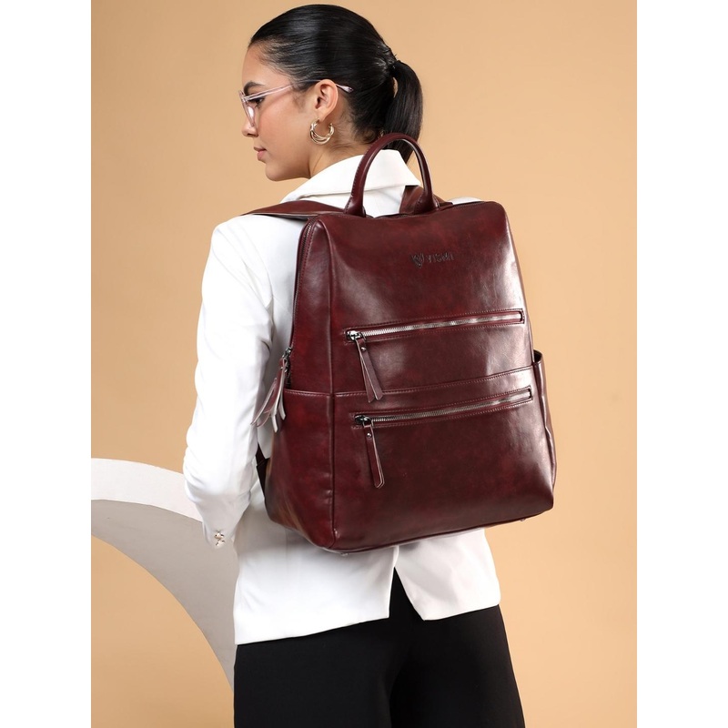 VISMIINTREND Unisex Leather Up to 23 Litres Backpack with Anti-Theft