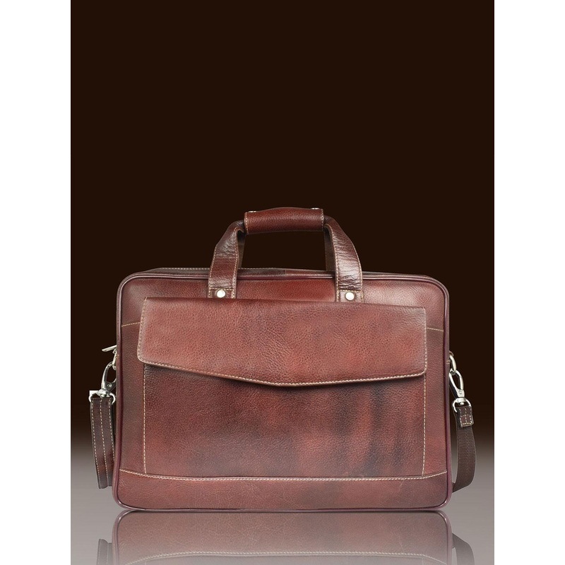 Ajanta Men Leather Adjustable Shoulder Strap Laptop Bag
