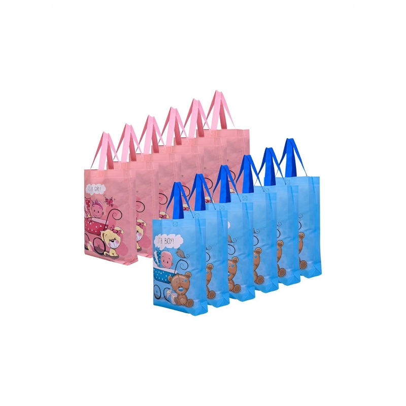 Aura Set Of 12 Printed Reusable Shopping Tote Bags