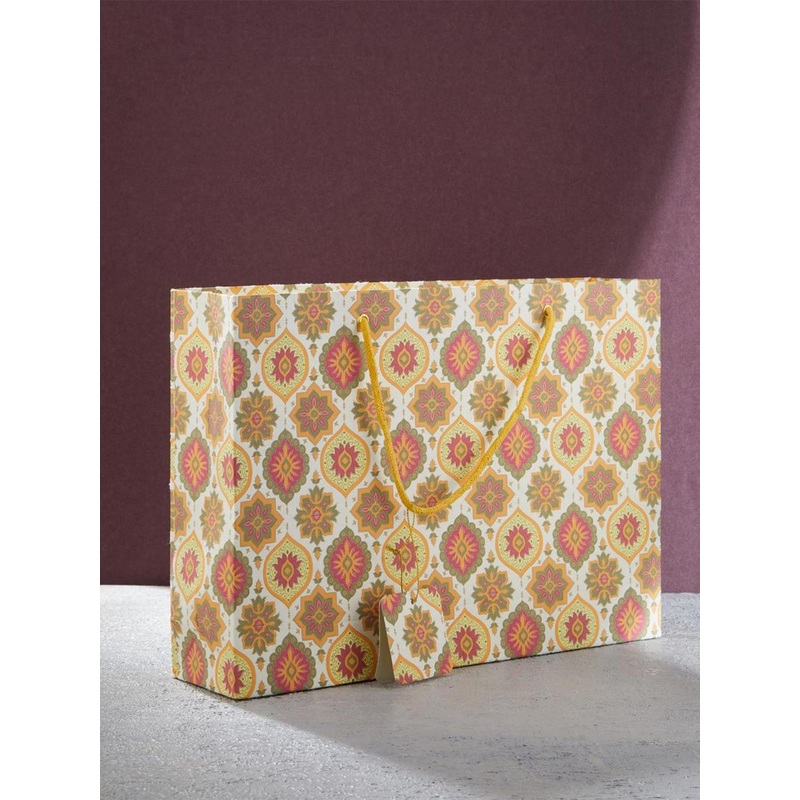 Fabindia Ethnic Motifs Printed Shopper Ajrakh Paper Gift Bag