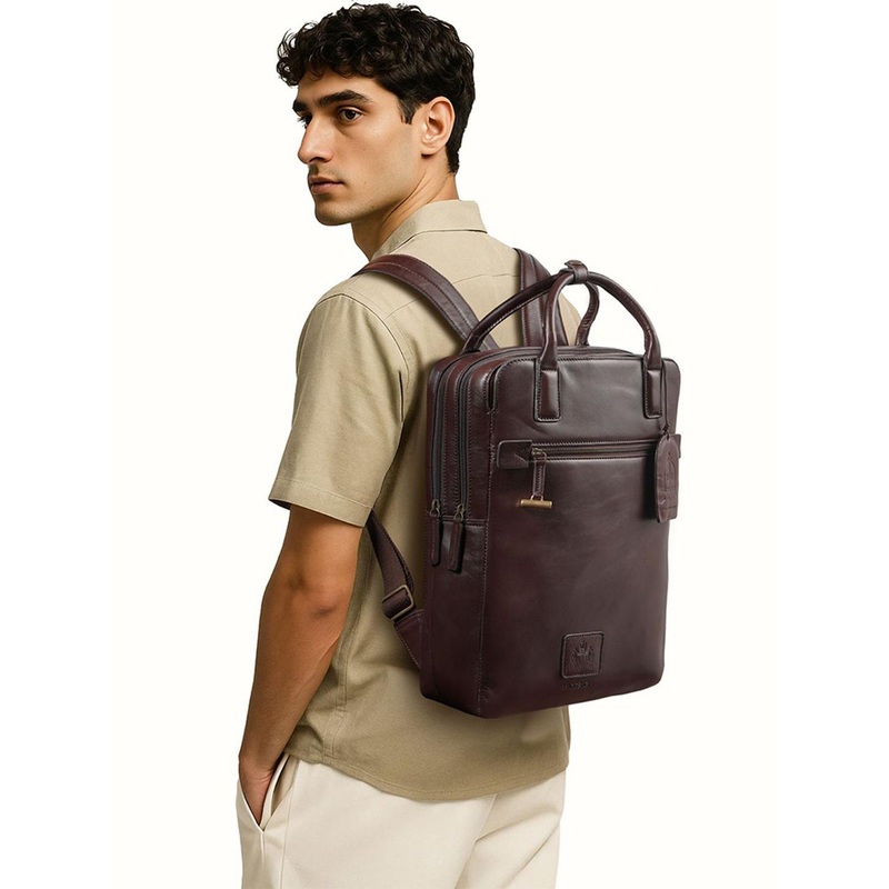 Hidesign Men Solid Leather Backpack