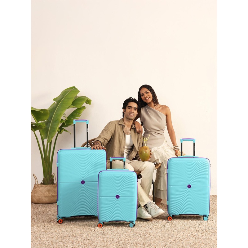 Nasher Miles Bali Set Of 3 Textured Hard-Sided Large Medium Cabin Trolley Bags