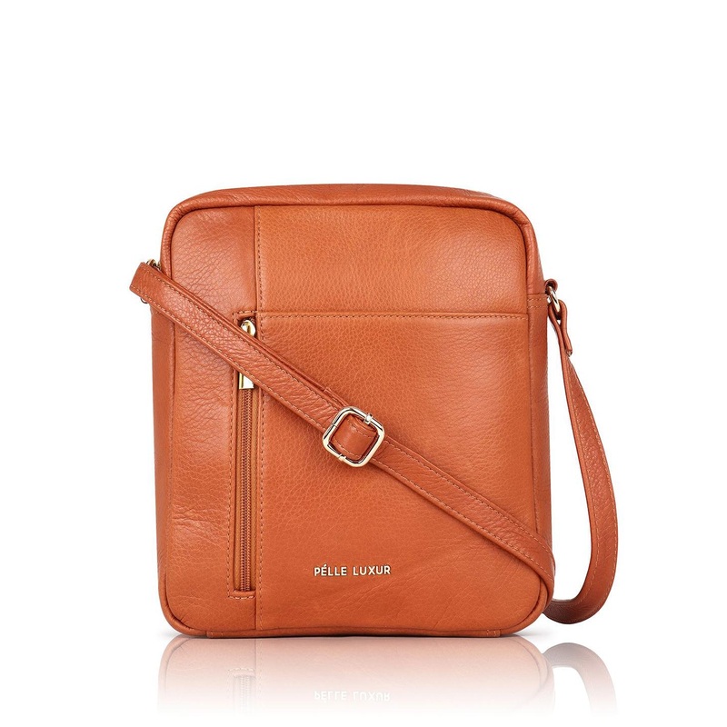 PELLE LUXUR Unisex Solid Crossbody Leather Sling Bag