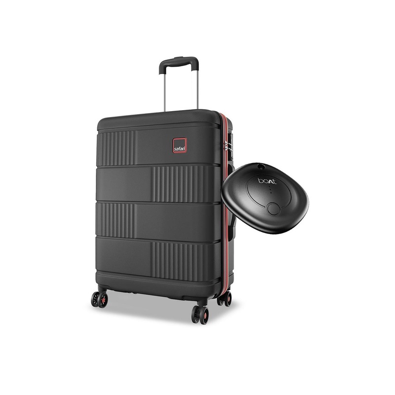 Safari Trackr Textured Hard-Sided Medium GPS Enabled Trolley Suitcase With Tag