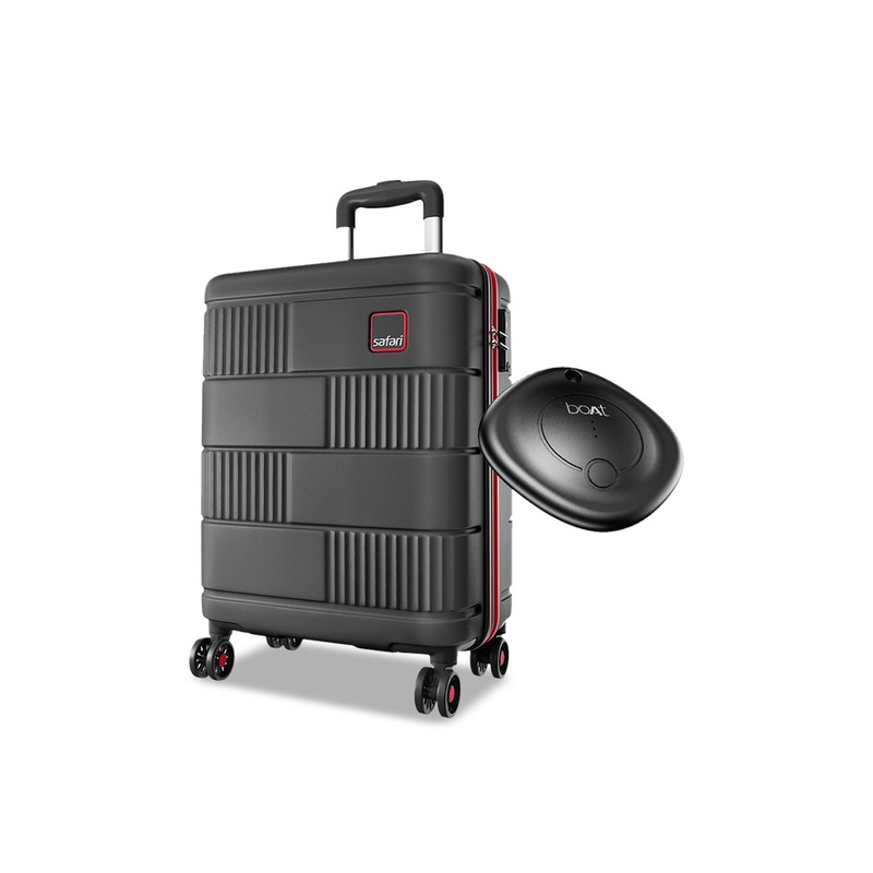 Safari Unisex Textured Hard-Sided Cabin GPS Enabled Trolley Suitcase With Tag