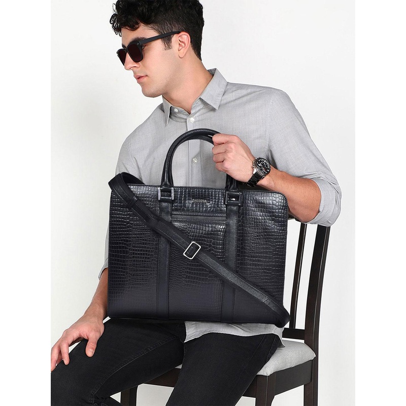 Sassora Textured Leather Laptop Bag