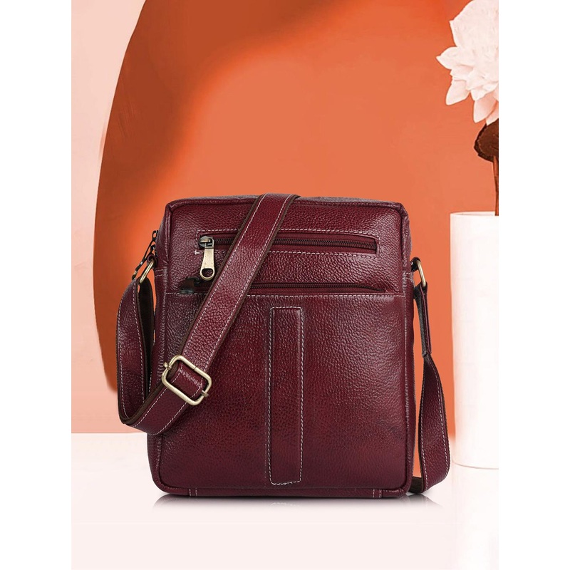 SPOTIC Unisex Textured Leather Messenger Bag