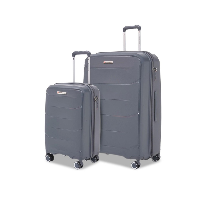 SWISS MILITARY EDGE Set Of 2 3D Design Hard Sided Cabin & Large Trolley Bags