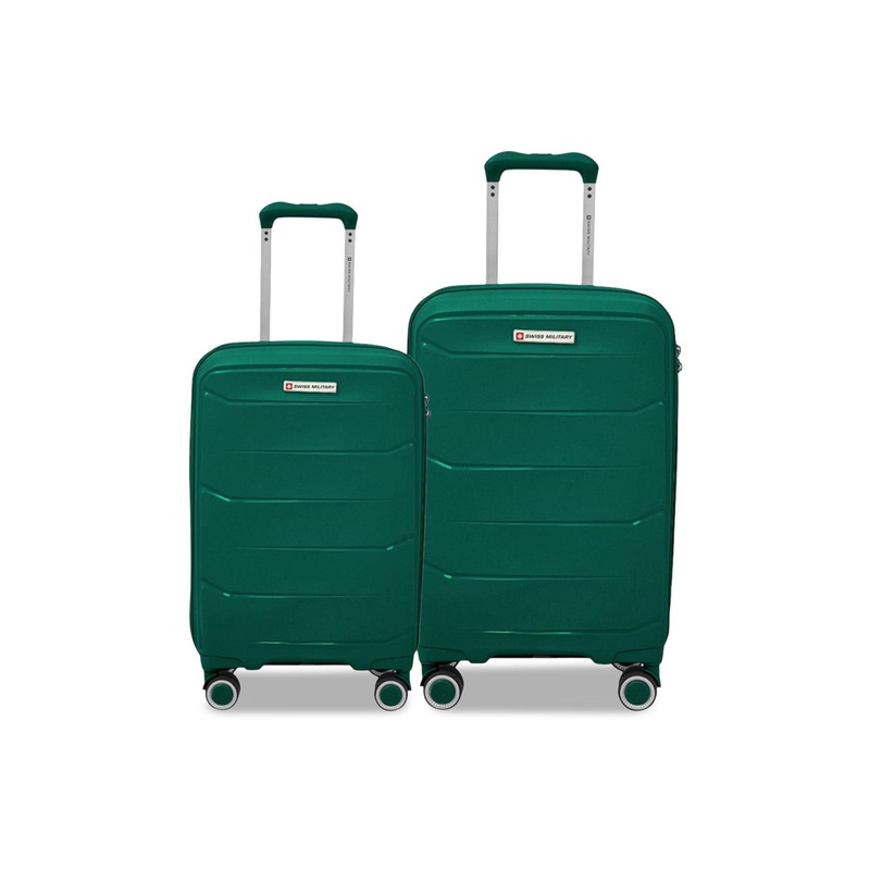 SWISS MILITARY EDGE Set Of 2 Green Textured Hard-Sided Trolley Suitcases