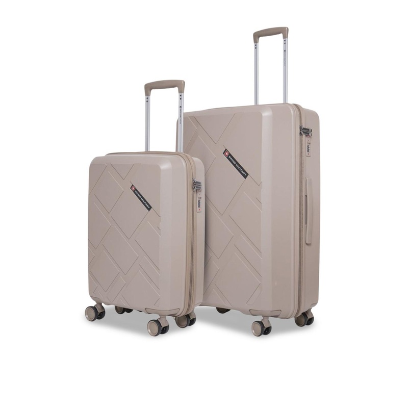 SWISS MILITARY Set Of 2 Star Textured Hard-Sided Trolley Bags
