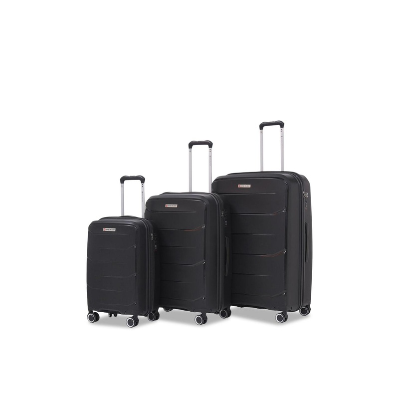 SWISS MILITARY Set Of 3 Textured Hard-Sided Trolley Bags