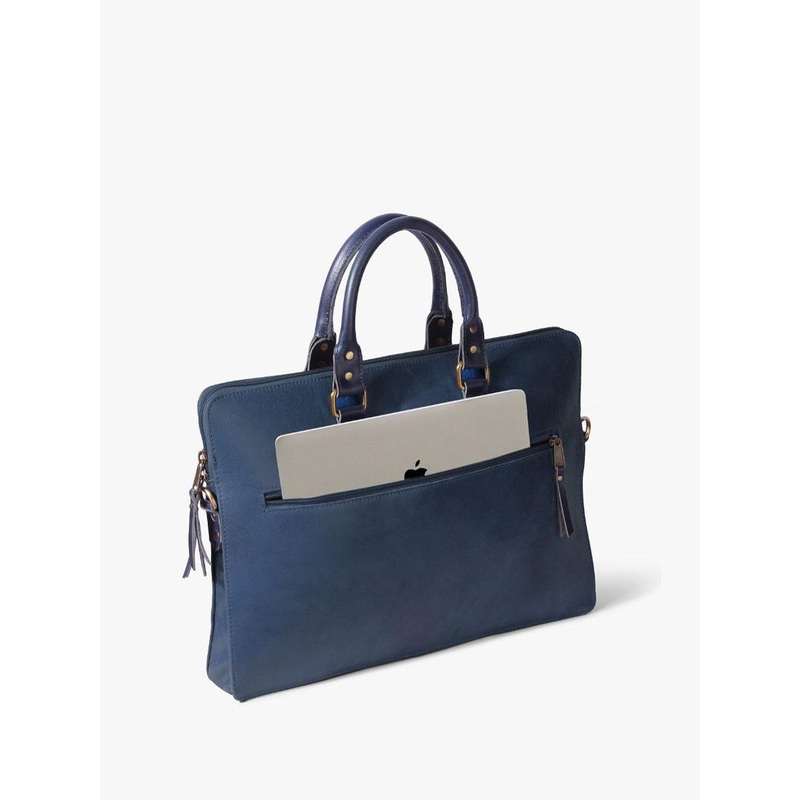 the leather warehouse Unisex Leather Two Handles Laptop Bag