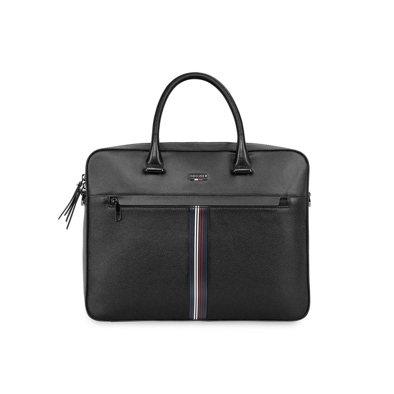 Tommy Hilfiger Unisex Textured Leather Laptop Bag