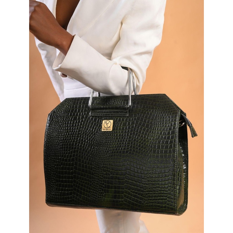 Ya Qalbi Unisex Textured Leather Laptop Bag