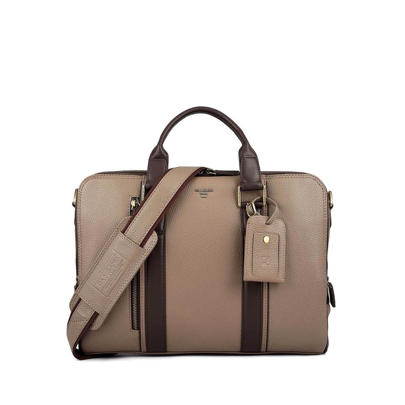 Da Milano Men Colourblocked Leather Laptop Bag